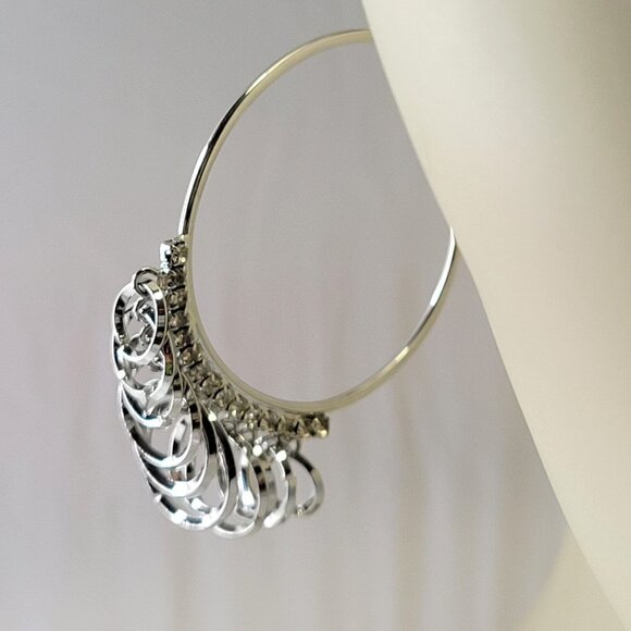 Silver Tone Hoops With Rings - Picture 6 of 14